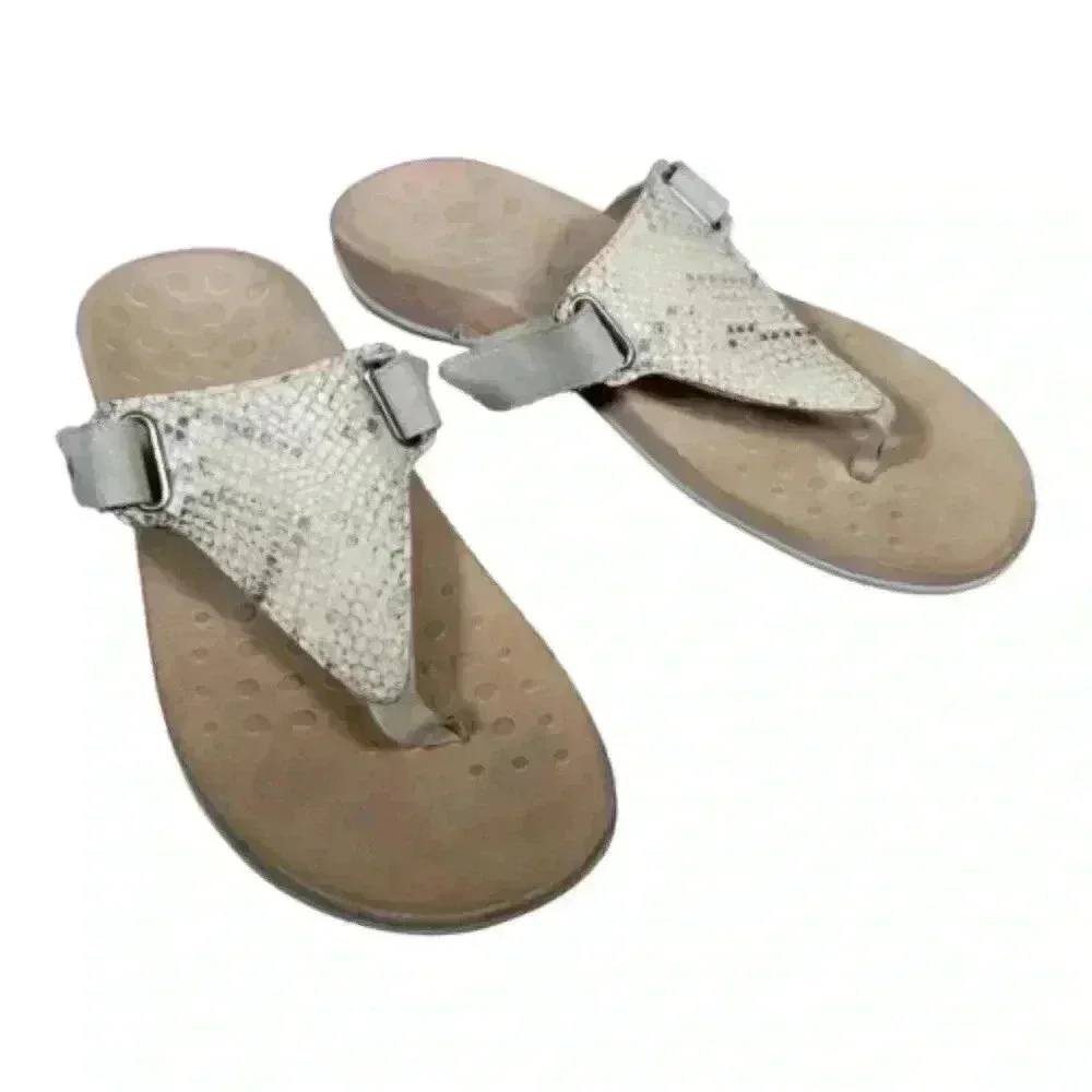 Vionic Sandals Wanda Thong Bone Women's 9 Leather Snake 41